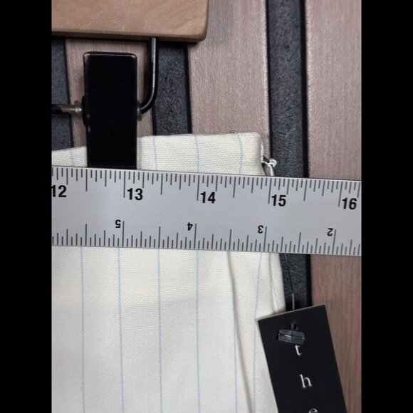 New Theory Skirt 4 / S Womens White Pin Striped Mini French Blue Leg Slit - Picture 3 of 7